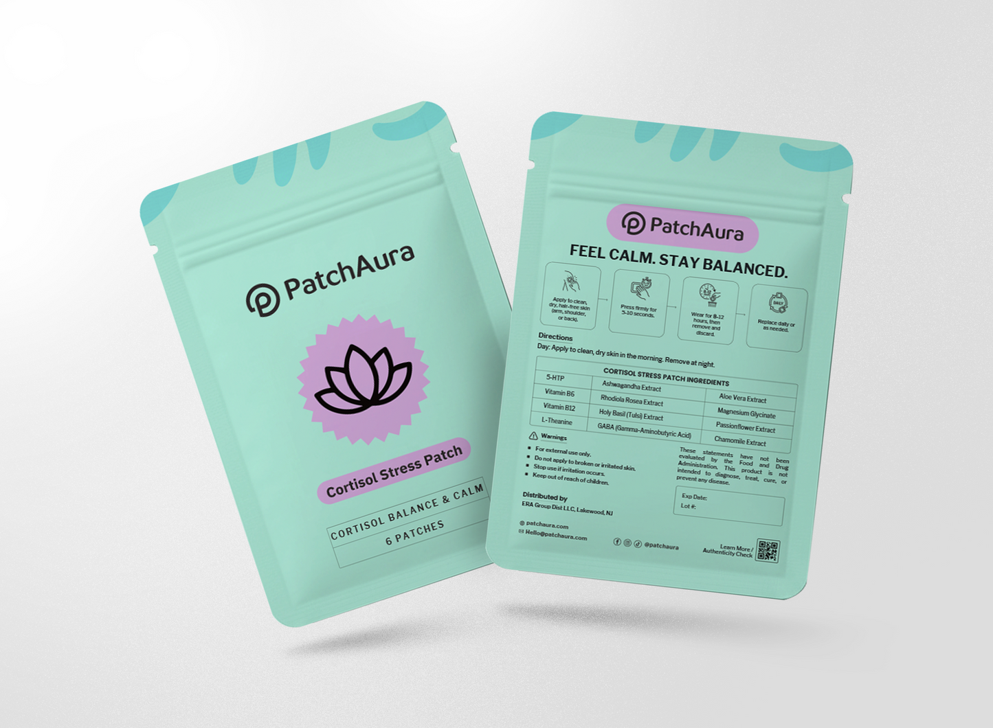 PatchAura Cortisol Patch – Stress Relief & Cortisol Balance, Calm Mood & Relaxation Support, Daily Wellness Patches (30 Patches)