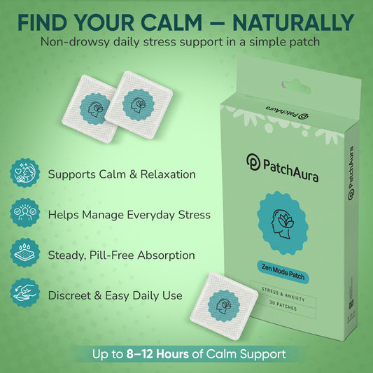 PatchAura Zen Mode Patch – Stress & Anxiety Support (30 Patches)
