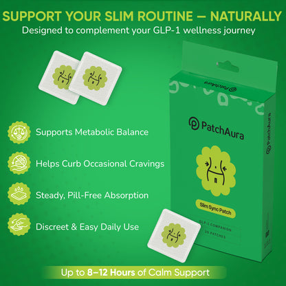 PatchAura SlimSync Patch – GLP-1 Companion & Metabolic Support (30 Patches)