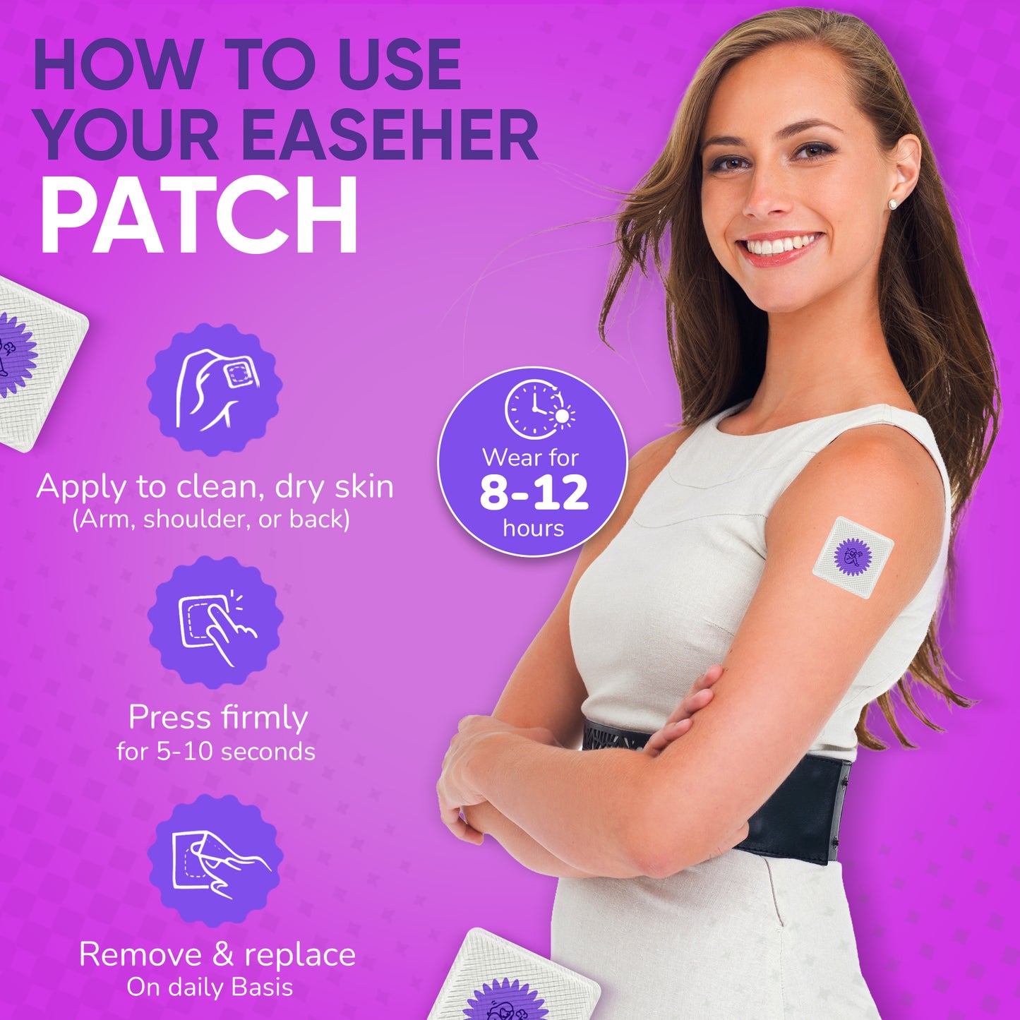 PatchAura EaseHer Patch – PMS Relief & Hormonal Balance (30 Patches)