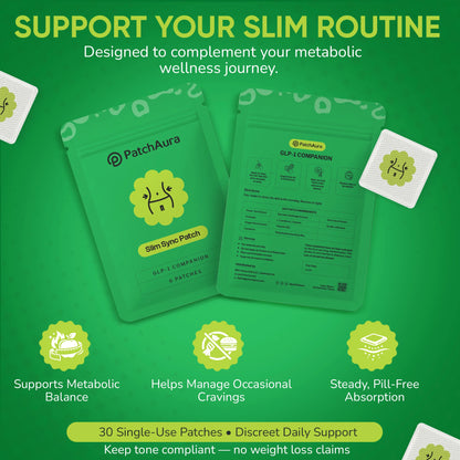 PatchAura SlimSync Patch – GLP-1 Companion & Metabolic Support (30 Patches)