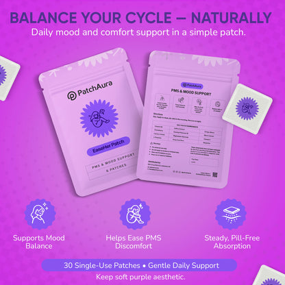 PatchAura EaseHer Patch – PMS Relief & Hormonal Balance (30 Patches)