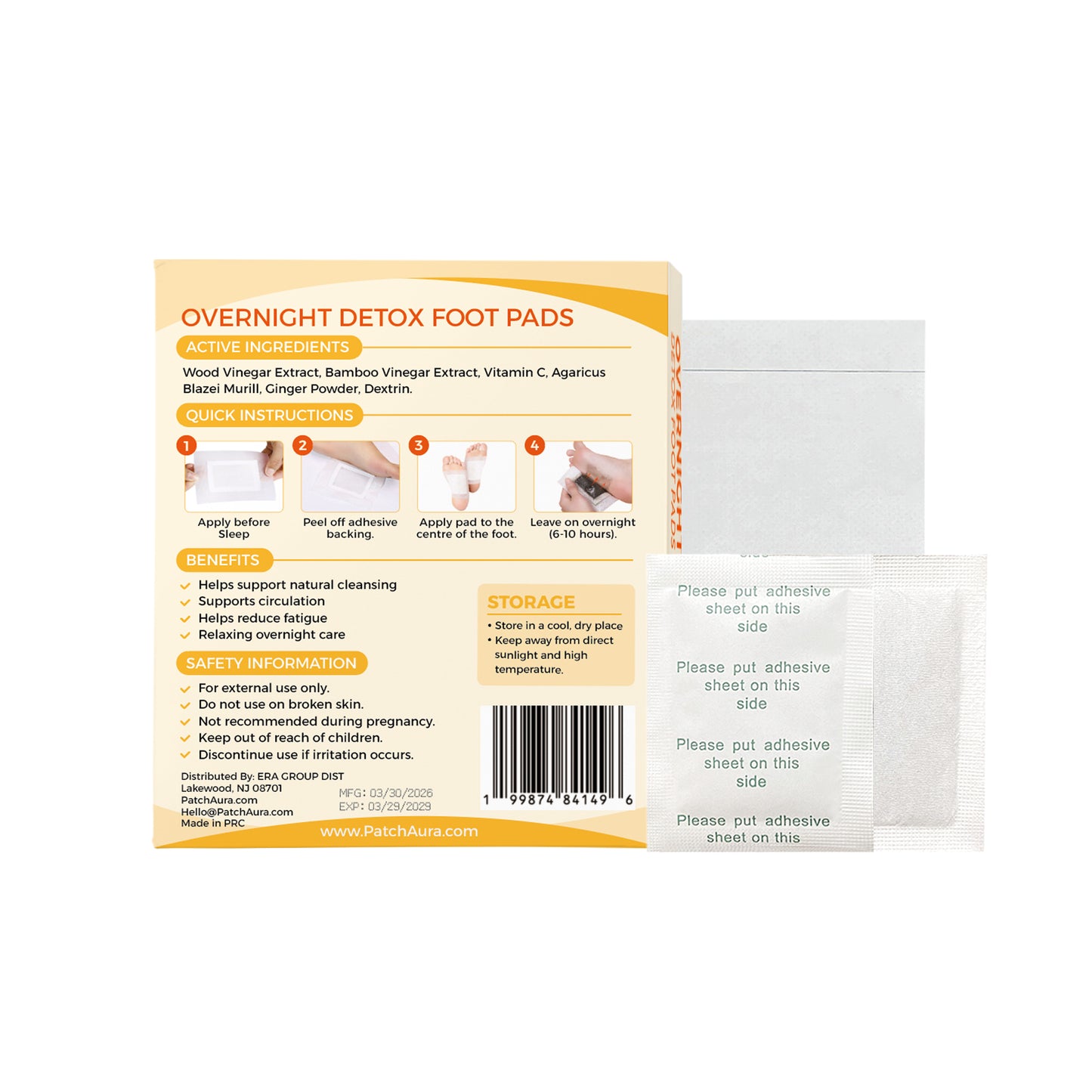 FootAura Overnight Foot Patches – Detox & Circulation Support – Ginger Extract – Warm, Stimulate & Restore Overnight – 30 Count