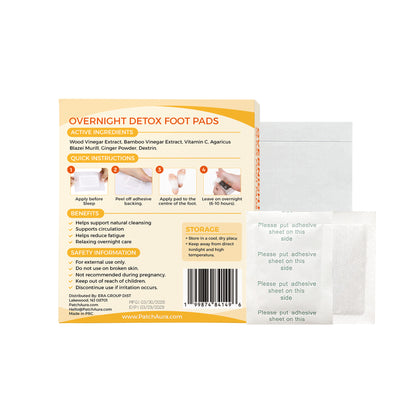 FootAura Overnight Foot Patches – Detox & Circulation Support – Ginger Extract – Warm, Stimulate & Restore Overnight – 30 Count