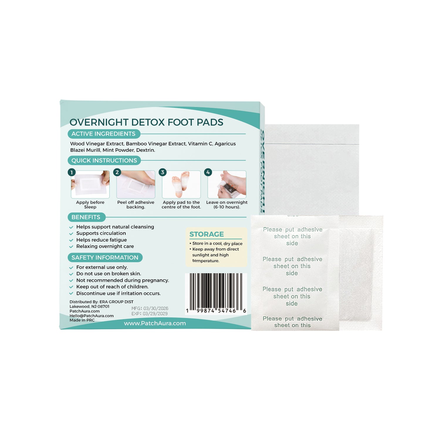 FootAura Overnight Foot Patches – Cooling Relief for Tired Feet – Mint Infused – Refresh, Revitalize & Energize Overnight – 30 Count